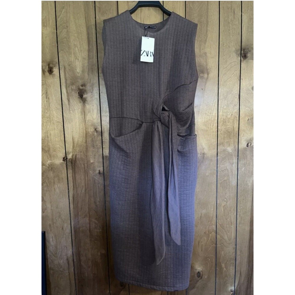 Zara Brown Tie Dress